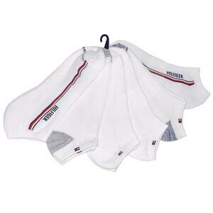 NWT 6-PAIRS PACK TOMMY HILFIGER MSRP $27.99 MEN'S WHITE NO SHOW CUT SOCKS 7-12